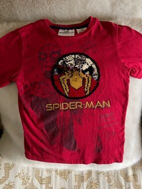 Marvel Spider-Man Red Graphic Tee with Sequin Emblem